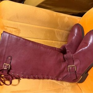 Wanted Burgundy Lace-Up Boots